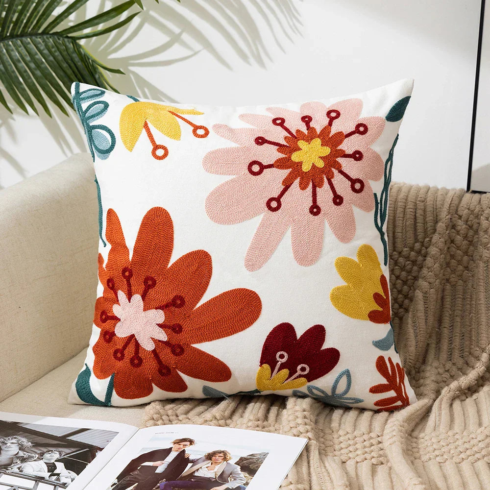 Einfache florale bunte nordische Kissenbezüge 45x45cm gestrickte Jacquard-Leinenkissenbezüge für das Wohnzimmer Sofa Wurfkissen zeitgenössische skandinavische Wohnkultur