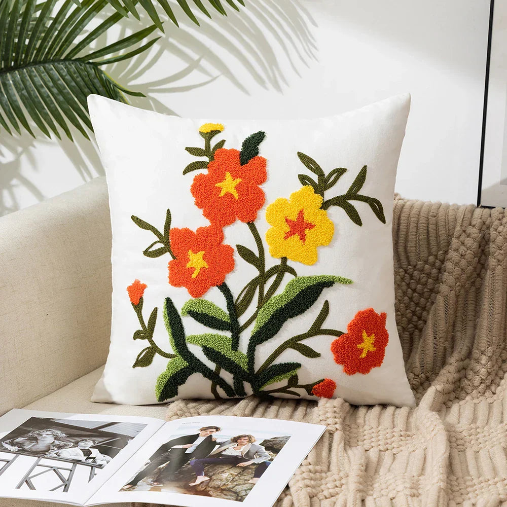 Einfache florale bunte nordische Kissenbezüge 45x45cm gestrickte Jacquard-Leinenkissenbezüge für das Wohnzimmer Sofa Wurfkissen zeitgenössische skandinavische Wohnkultur