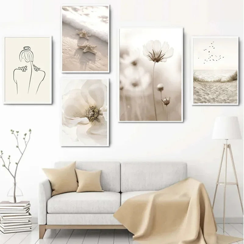 Einfacher Lebensstil Natürliche Minimalistische Wandkunst Feine Kunstleinwanddrucke Galerie Wandbilder Für modernes Wohnzimmer Skandinavische Wohnkultur