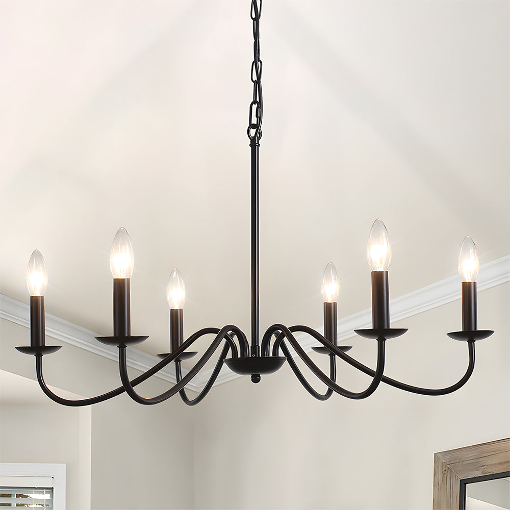 Schwarze Kerzen-Lüster Licht – Deckenlampe für Wohn- & Esszimmer | Brehn