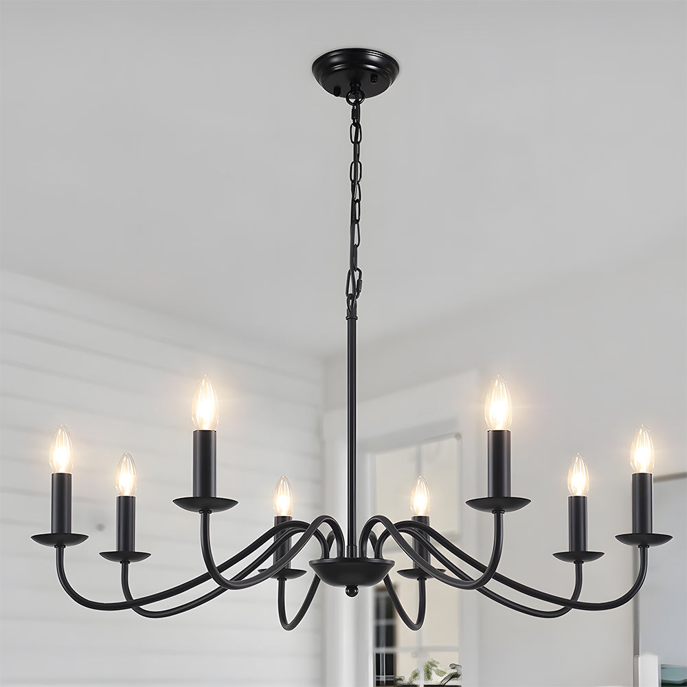 Schwarze Kerzen-Lüster Licht – Deckenlampe für Wohn- & Esszimmer | Brehn