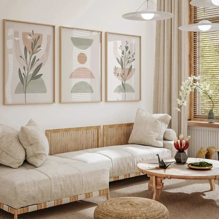 Einfache nordische abstrakte botanische Wandkunst feine Kunst Leinwanddrucke Bilder für neutrale Farbwohnzimmer Schlafzimmer Kunst für moderne Apartmentdekoration