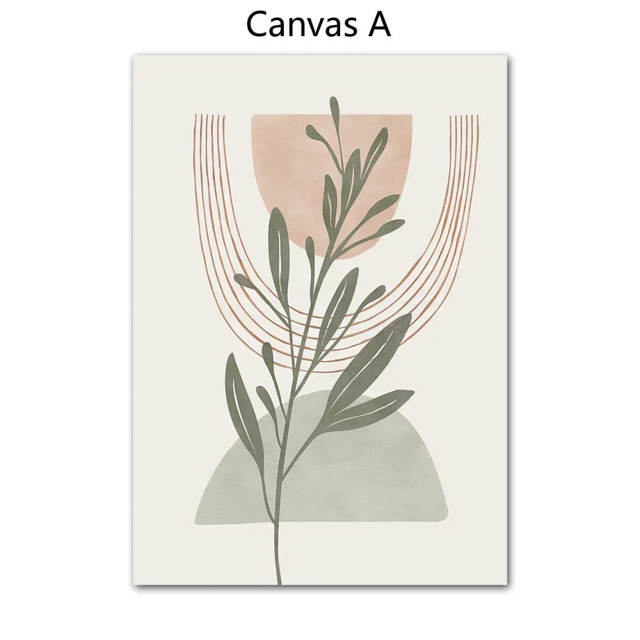 Einfache nordische abstrakte botanische Wandkunst feine Kunst Leinwanddrucke Bilder für neutralfarbene Wohnzimmer Schlafzimmer Kunst für moderne Apartmentdekoration | Brehn