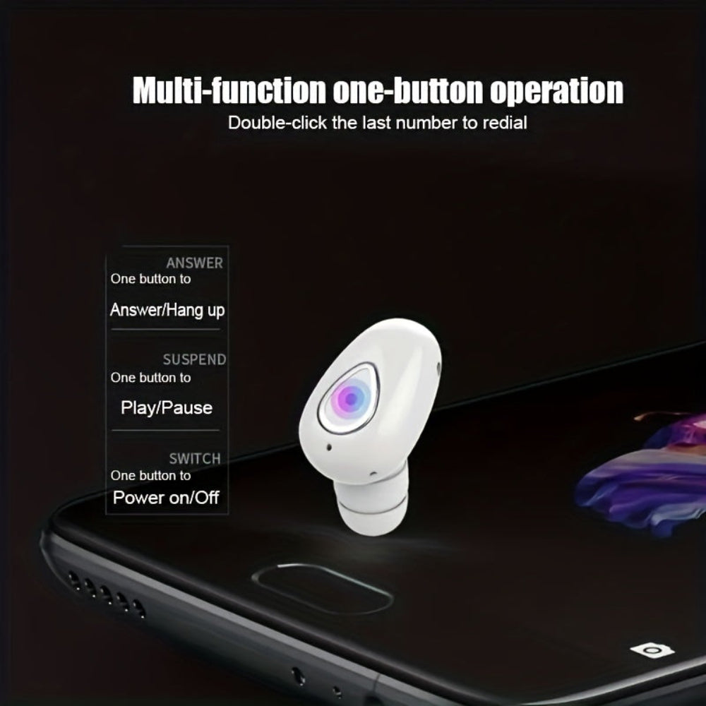 Kabelloser Bluetooth-Ohrhörer, Mini-Kopfhörer, unsichtbar, Einzelohr