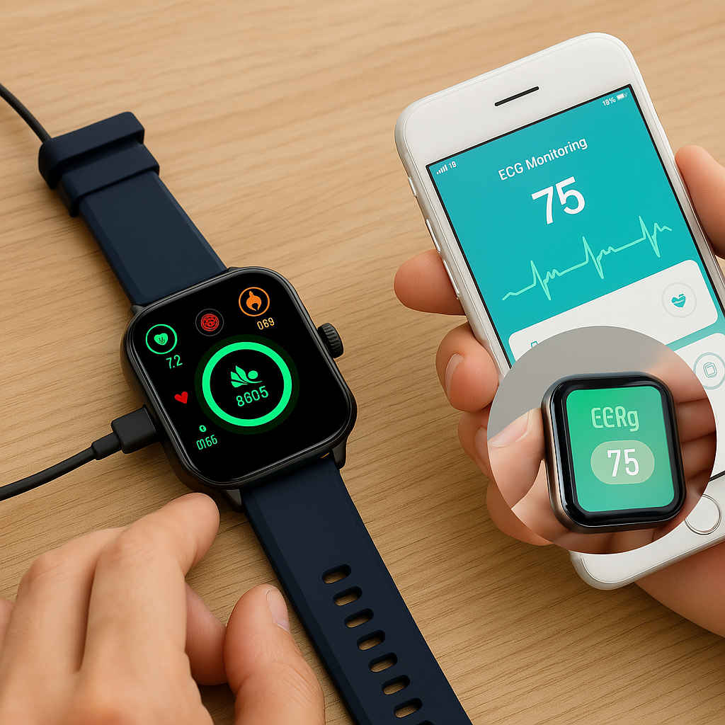 Brehn | Smartwatch für Gesundheit & Fitness – EKG, Blutdruck, Herzfrequenzmessung – Kompatibel mit iOS & Android