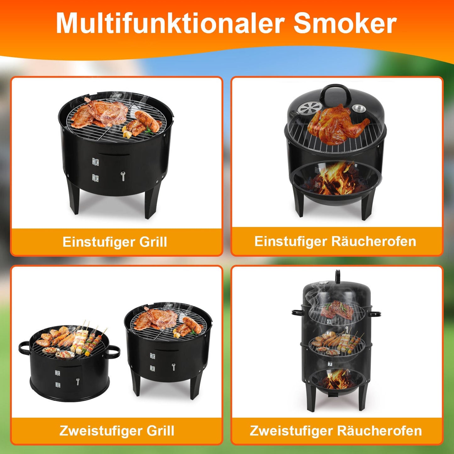 3 in 1 Smoker Räucherofen 2 Ebenen | Brehn
