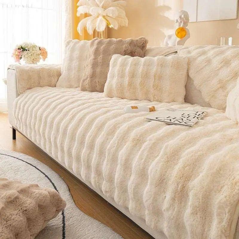 Sofia - Universelle Plüsch Sofaüberzug L Form - Winter Warmweich | Brehn