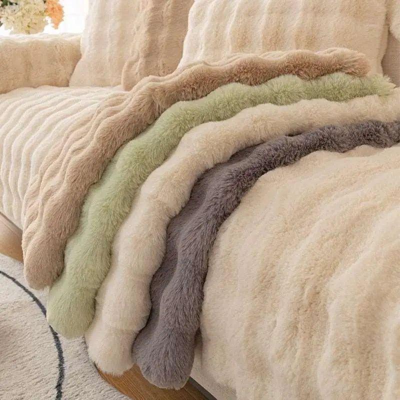 Sofia - Universelle Plüsch Sofaüberzug L Form - Winter Warmweich | Brehn