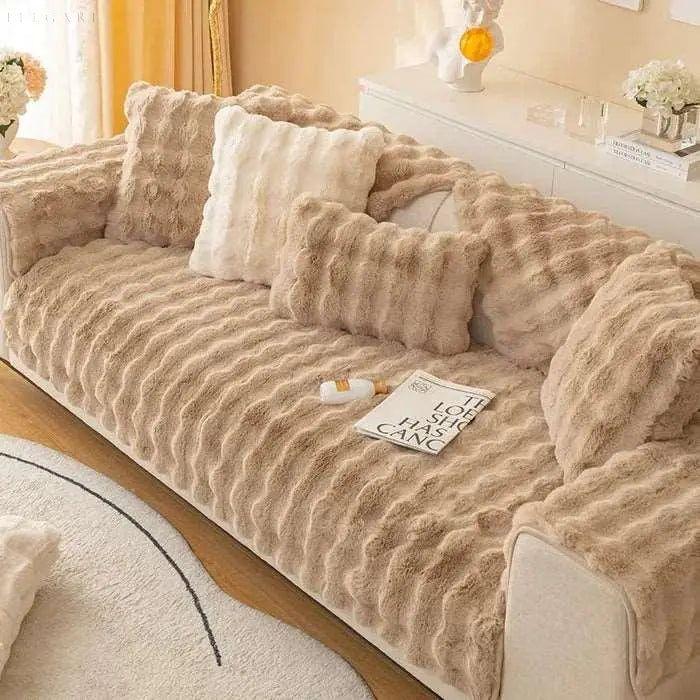 Sofia - Universelle Plüsch Sofaüberzug L Form - Winter Warmweich | Brehn