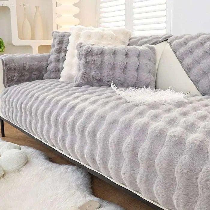 Sofia - Universelle Plüsch Sofaüberzug L Form - Winter Warmweich | Brehn