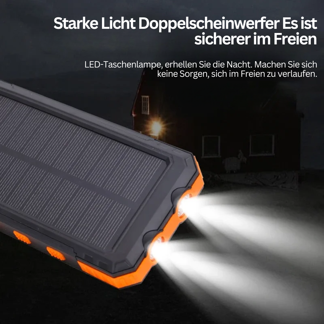 Brehn | Solarenergie-Powerbank mit Taschenlampe – SolarCharge Pro