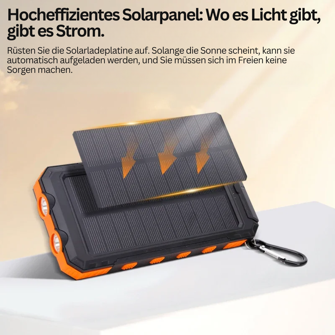 Brehn | Solarenergie-Powerbank mit Taschenlampe – SolarCharge Pro