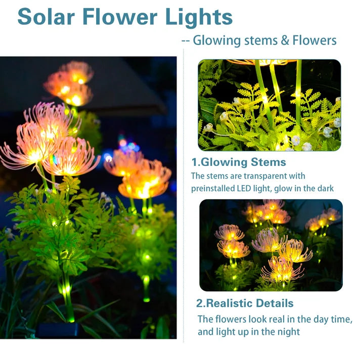 Solarbetriebene Blumenbeleuchtung für den Außenbereich – 2er-Pack LED-Gartenbeleuchtung
