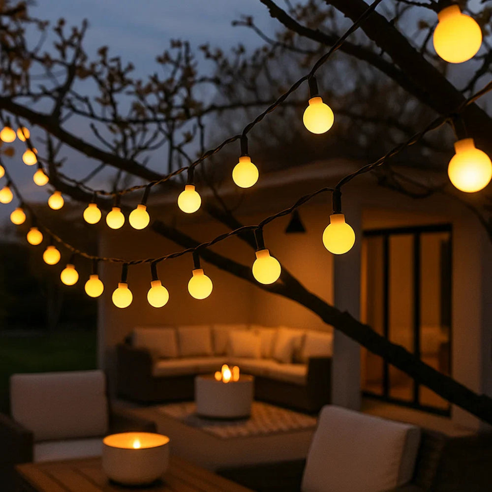 Brehn | Solar Außenbeleuchtung LED Lichtstreifen – Wasserdichte Gartenbeleuchtung zur Dekoration, 10 Meter Warmweiß