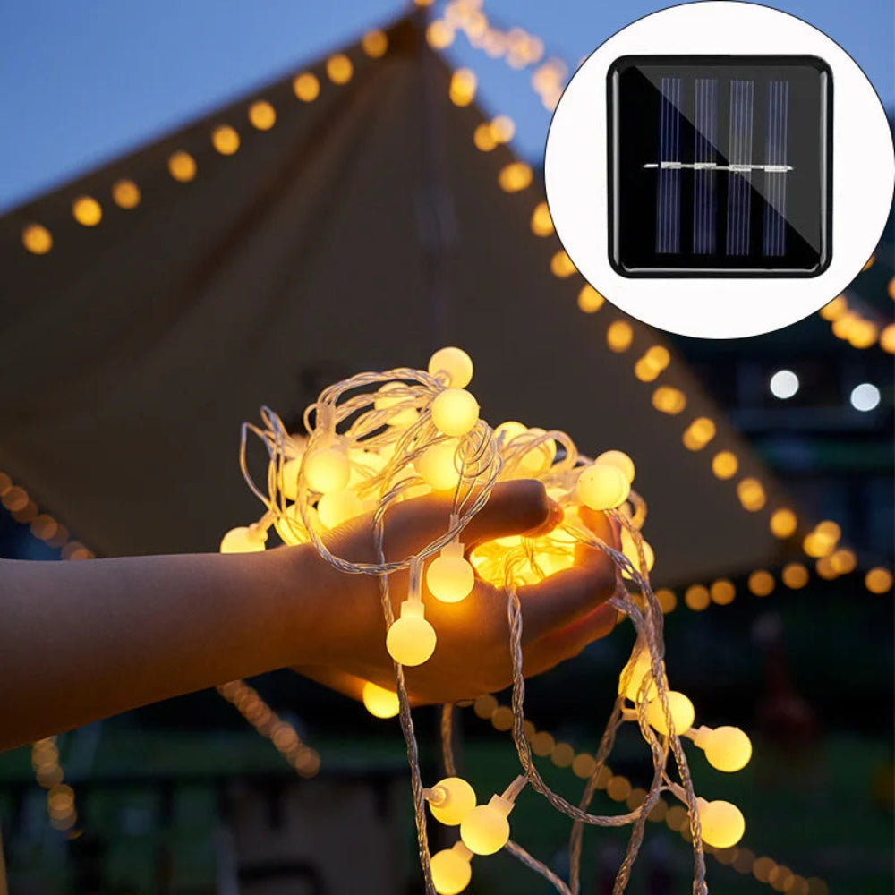 Brehn | Solar Außenbeleuchtung LED Lichtstreifen – Wasserdichte Gartenbeleuchtung zur Dekoration, 10 Meter Warmweiß