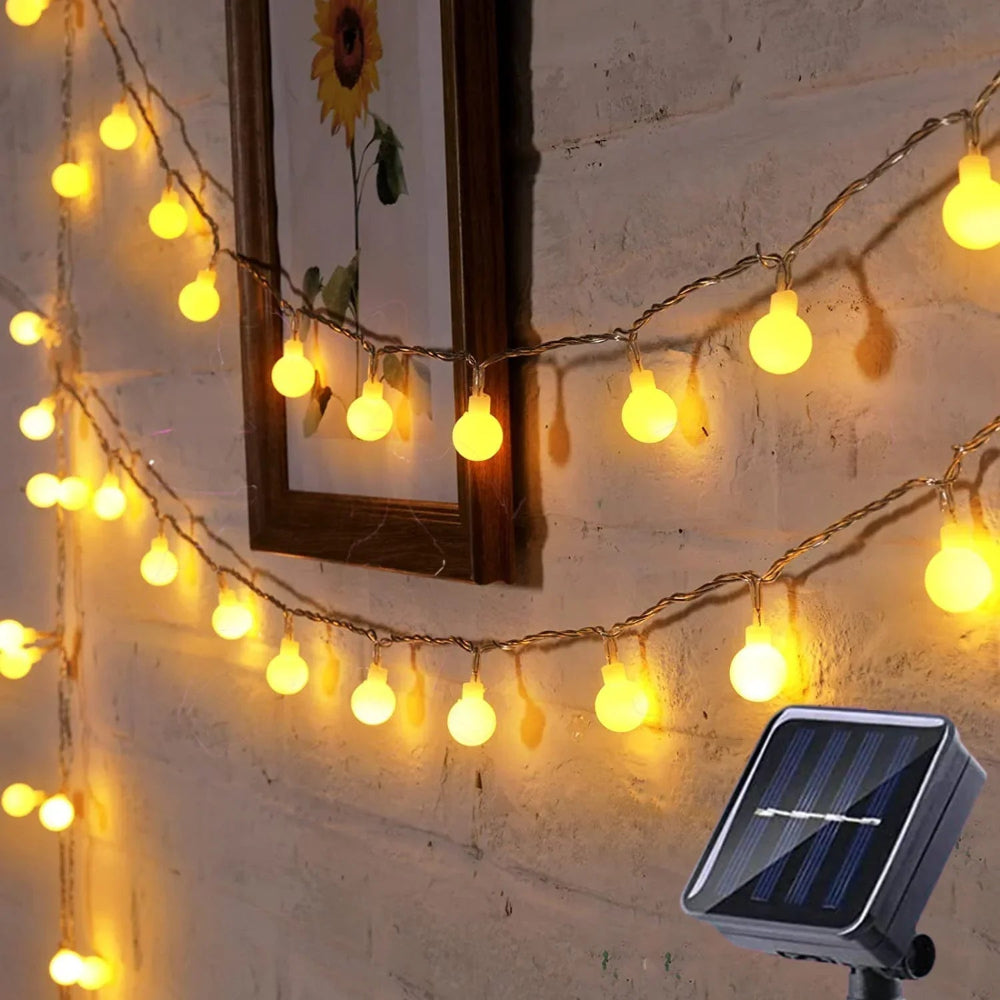 Brehn | Solar Außenbeleuchtung LED Lichtstreifen – Wasserdichte Gartenbeleuchtung zur Dekoration, 10 Meter Warmweiß