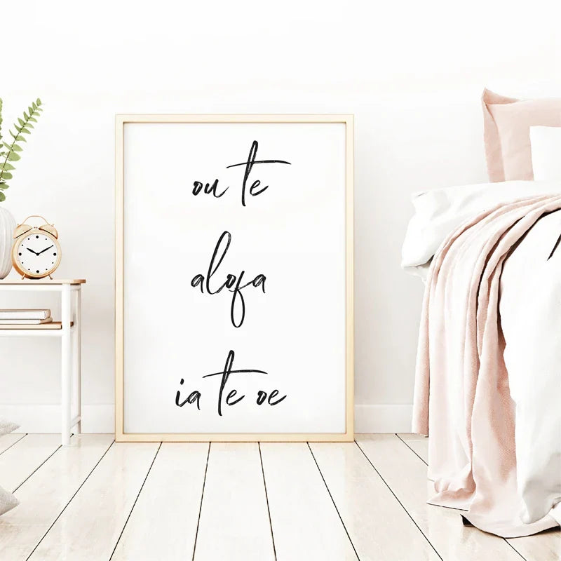 Süd-Pazifik Liebeszitate Poster Wandkunst Feine Kunst Leinwanddrucke Minimalistisch Schwarz Weiß Elegante Typografische Wandkunst Bilder Für Wohnzimmer Schlafzimmer Kunst Dekor | Brehn