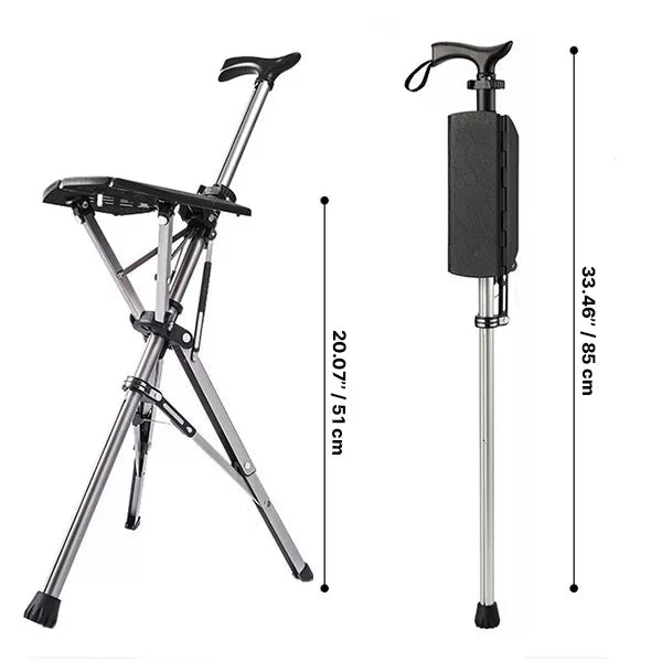 SitWalk Faltbarer Gehstock – Gehstock mit Sitzfunktion und ergonomischem Griff | Brehn