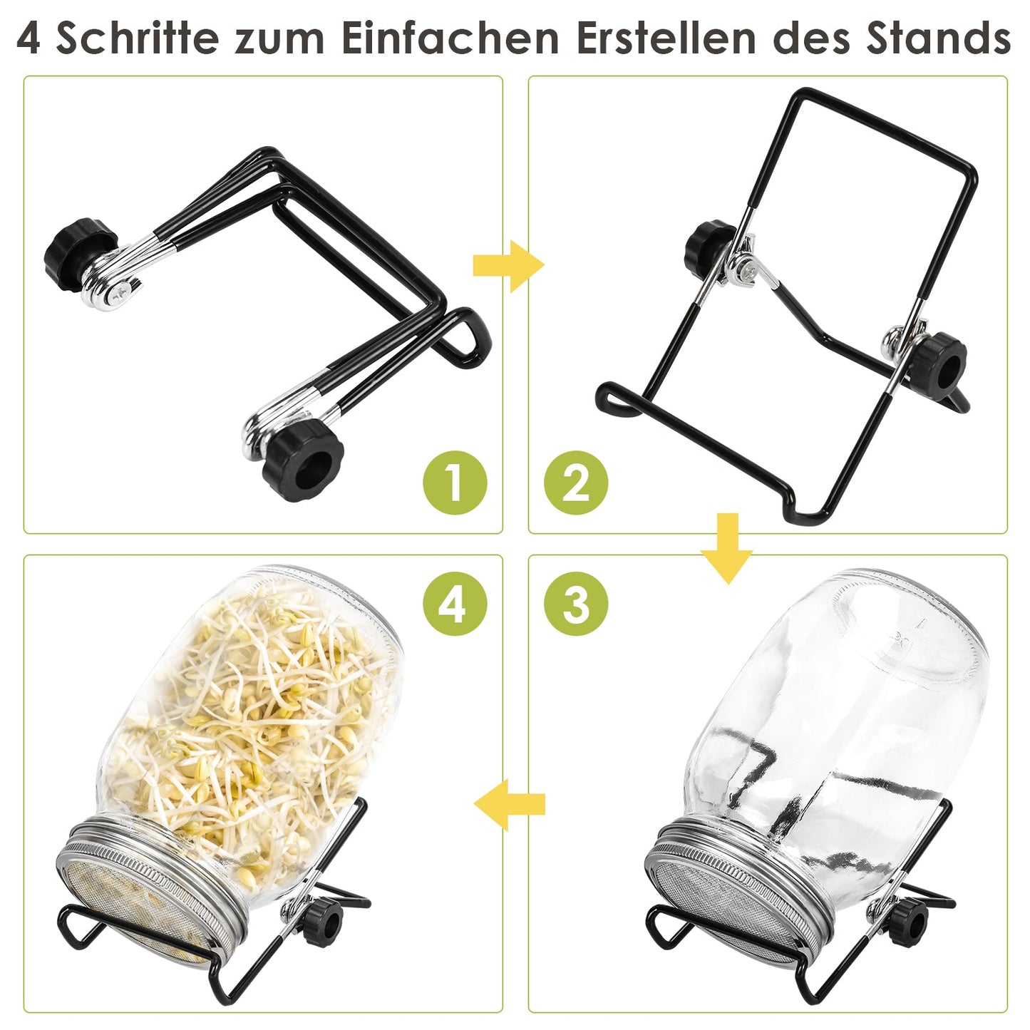 Sprossenglas Keimglas 2er mit Deckel & Sieb 950ML | Brehn
