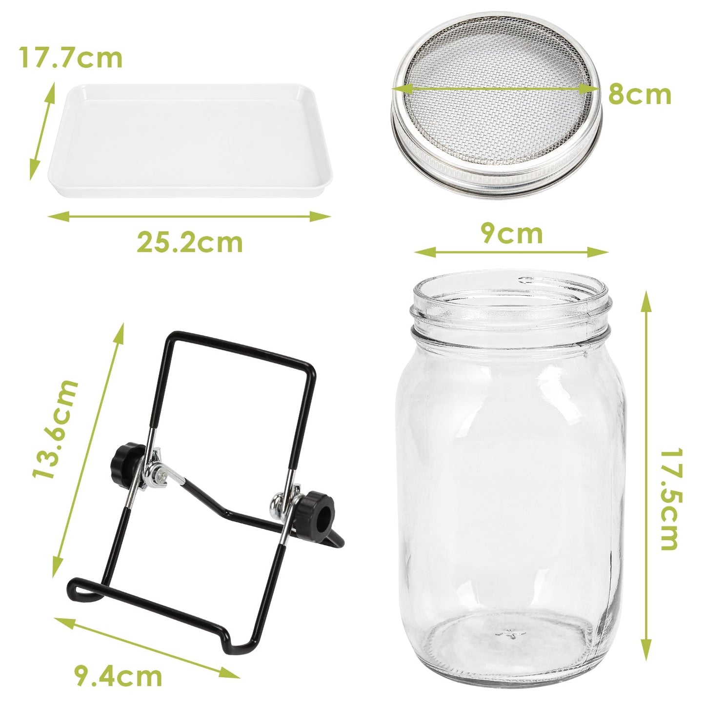 Sprossenglas Keimglas 2er mit Deckel & Sieb 950ML | Brehn