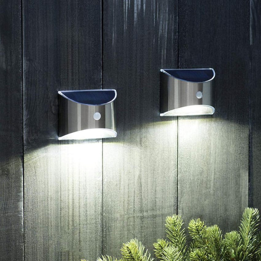 LED-Solarzellen-Wandleuchte (Downlight), 2 Stk. rostfreier Stahl | Brehn