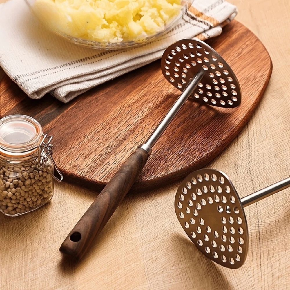 PureGrip Kartoffelstampfer Edelstahl 304 Mit Holzgriff | Brehn