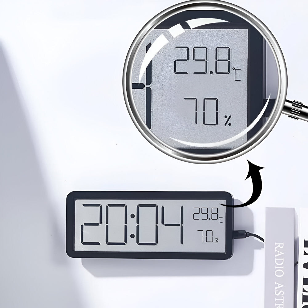 Digitale LED-Wanduhr – Großes Display mit Temperatur und Luftfeuchtigkeit | Brehn