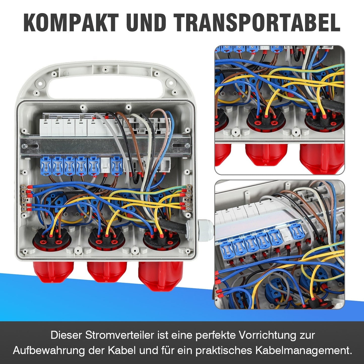 Stromverteiler FI-Schutzschalter 2 x CEE 400V/16A+4 x 230V Schuko 5 polig | Brehn