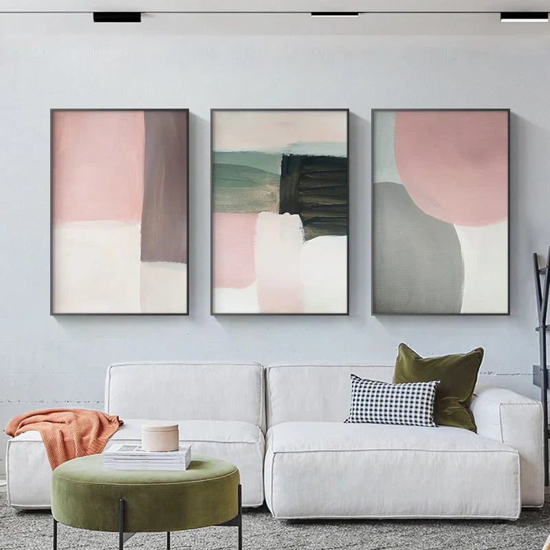 Subtile Schattierungen von Pink und Blau Aquarell Abstract Wandkunst Fine Art Leinwanddrucke für modernes Apartment Wohnzimmer Schlafzimmer Kunst für zeitgenössische Innenräume