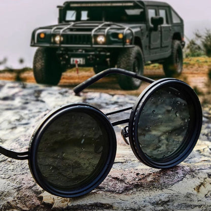 VisionRound Polarisierte Sonnenbrille – Unisex Retro-Design mit verstellbarem Lichtfilter | Brehn