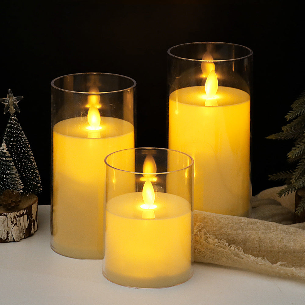 Brehn | LED Teelichthalter mit Fernbedienung, warmes flackerndes flammenloses Licht – Set von 3 Stück, einstellbare Helligkeit und Timer