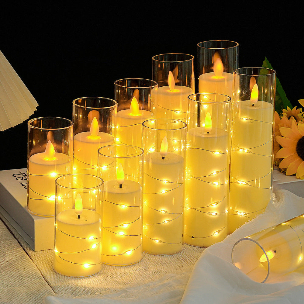 Brehn | LED Teelichthalter mit Fernbedienung, warmes flackerndes flammenloses Licht – Set von 3 Stück, einstellbare Helligkeit und Timer