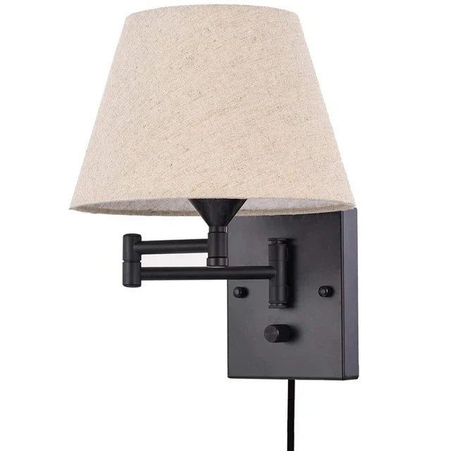 Schwenkbare Wandlampe mit Stoffschirm - Verstellbare LED-Wandlampe für Schlafzimmer & Wohnzimmer | Brehn