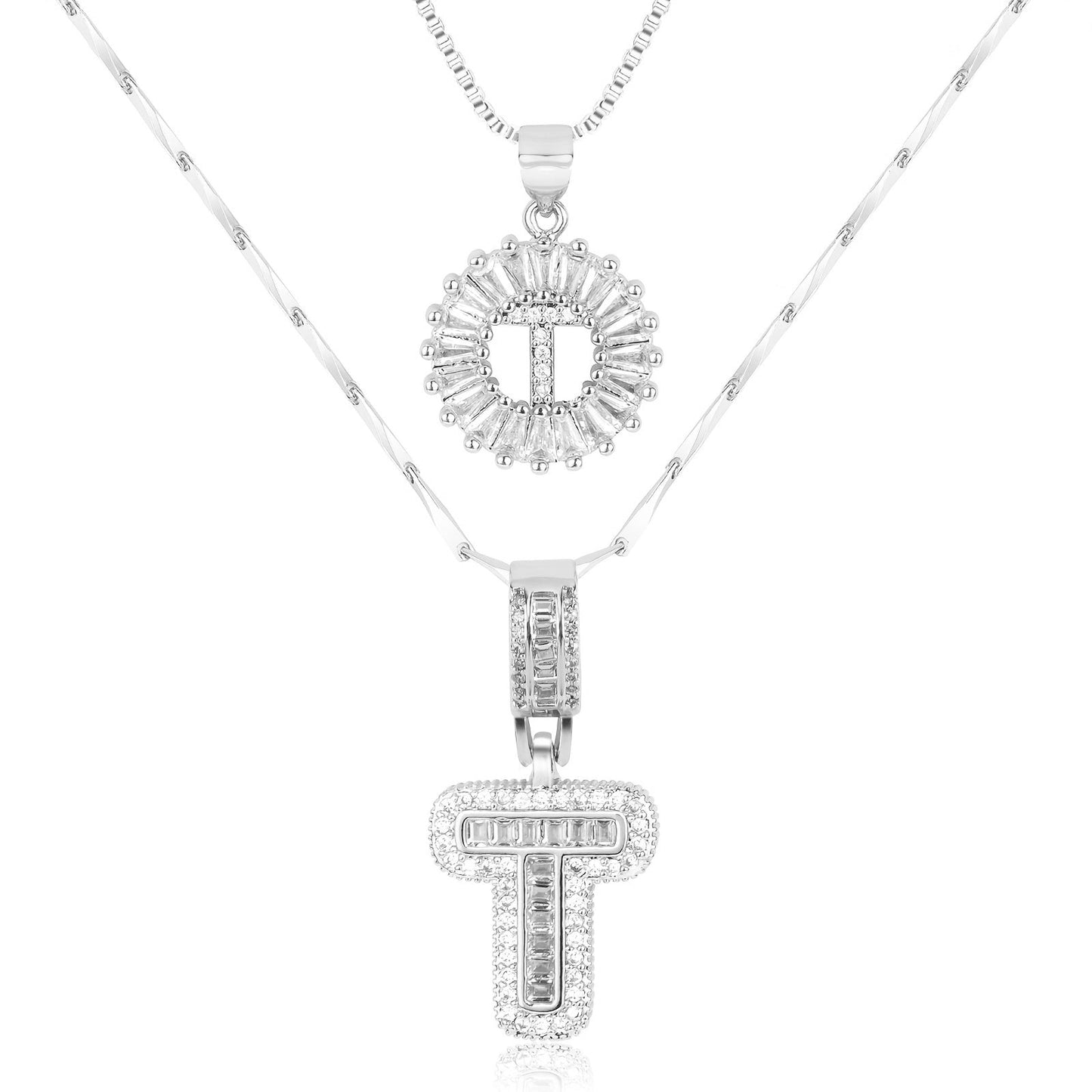 Brehn | 2pc 14k Diamant Buchstaben Initialen Halsketten