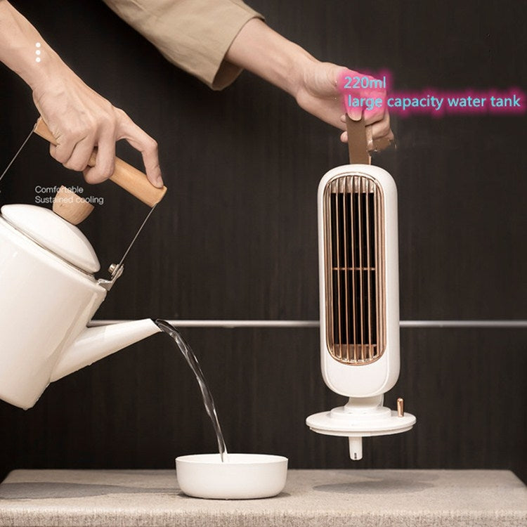 Retro-Befeuchtung Turm Ventilator USB bladloser Ventilator Wasser Kühlung Spray Befeuchtung Schreibtisch Ventilator Kühler (Weiß) | Brehn