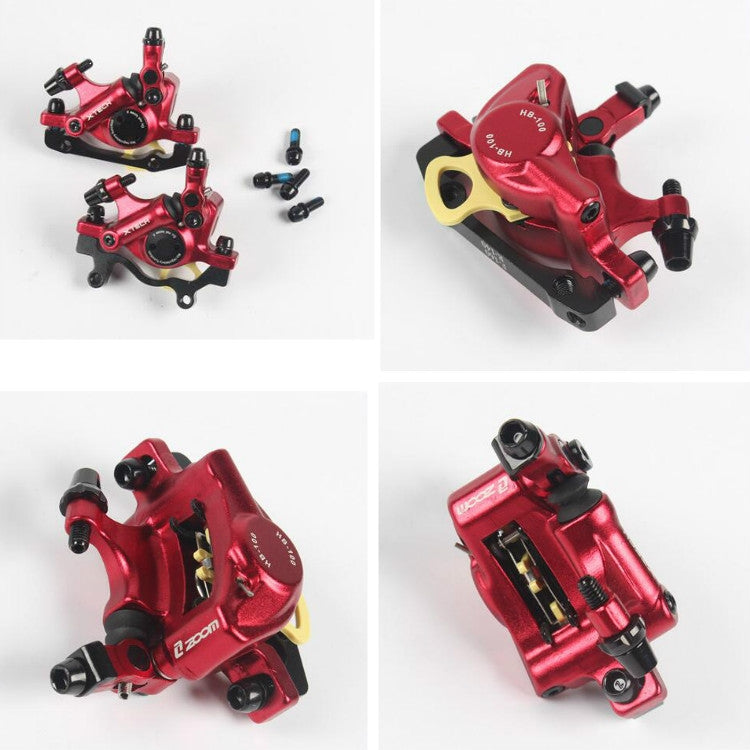 Brehn | ZOOM HB100 Mountainbike Hydraulikbremssattel Klappfahrrad Kabelzug Hydraulikscheibenbremssattel, Stil: Vorne und Hinten (Rot)