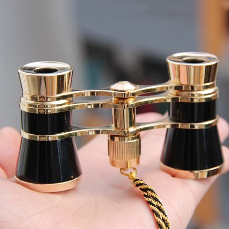 3x25mm Klassisches Damen-Drama-Beobachtungsfernrohr, tragbares Fernglas mit Kette (Schwarz)