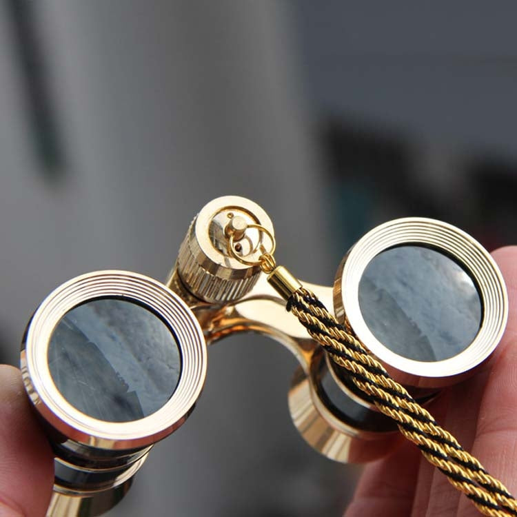 3x25mm Klassisches Damen-Drama-Beobachtungsfernrohr, tragbares Fernglas mit Kette (Schwarz)