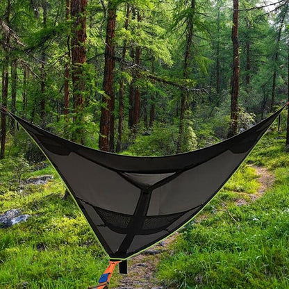 2,8 m Familien-Outdoor-Tragbares Luftzelt Mehrpersonen-Camping-Dreieckshängematte (Schwarz)