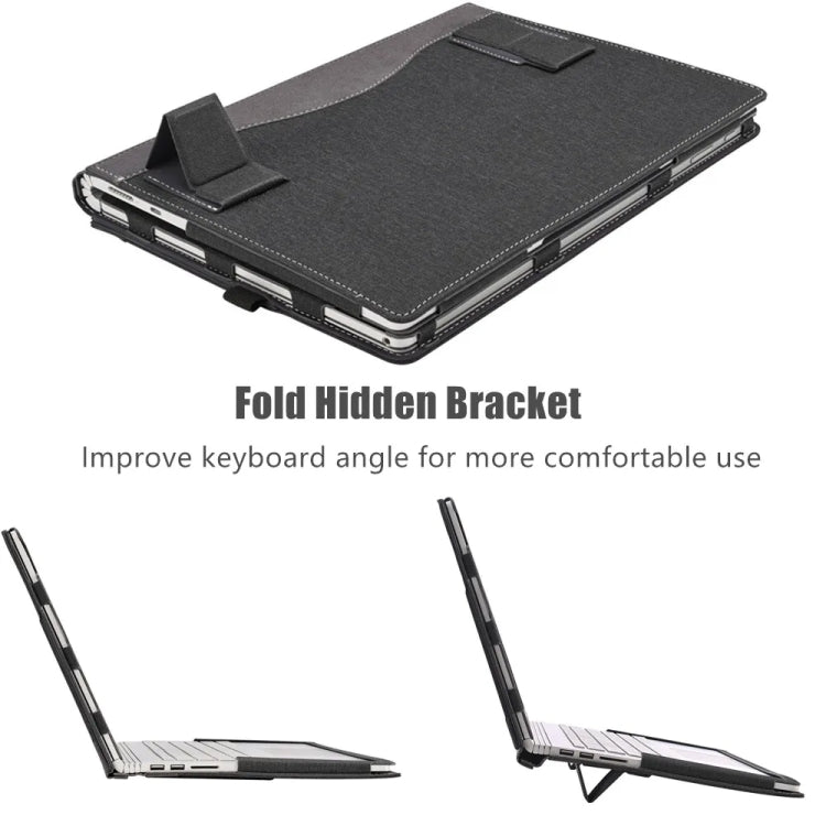 Brehn | Für Samsung Galaxy Book 3 360 13,3 Zoll Leder Laptop Anti-Fall Schutzhülle mit Standfuß (Weinrot)