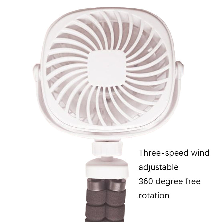 Octopus Kinderwagen Verformungsventilator Desktop Tragbar Handheld USB Klein Ventilator, Farbe: 1200mAh Weiß | Brehn