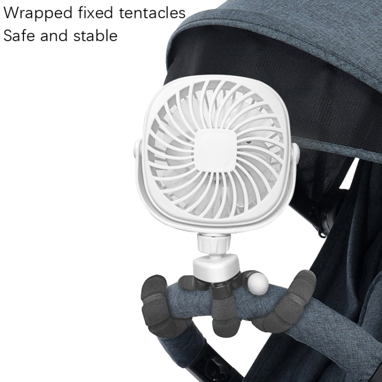 Octopus Kinderwagen Verformungsventilator Desktop Tragbar Handheld USB Klein Ventilator, Farbe: 1200mAh Weiß | Brehn
