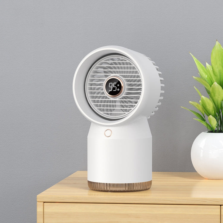 Spray Befeuchteter LED Digitalanzeige Büro Zuhause Ventilator, Stil: 3600mAh Wiederaufladbar(Weiß) | Brehn