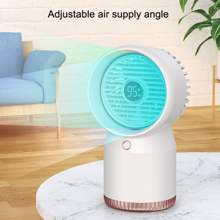 Spray Befeuchteter LED Digitalanzeige Büro Zuhause Ventilator, Stil: 3600mAh Wiederaufladbar(Weiß) | Brehn