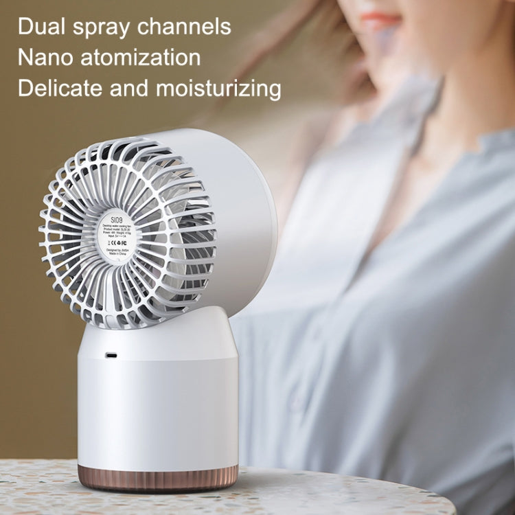 Spray Befeuchteter LED Digitalanzeige Büro Zuhause Ventilator, Stil: 3600mAh Wiederaufladbar(Weiß) | Brehn