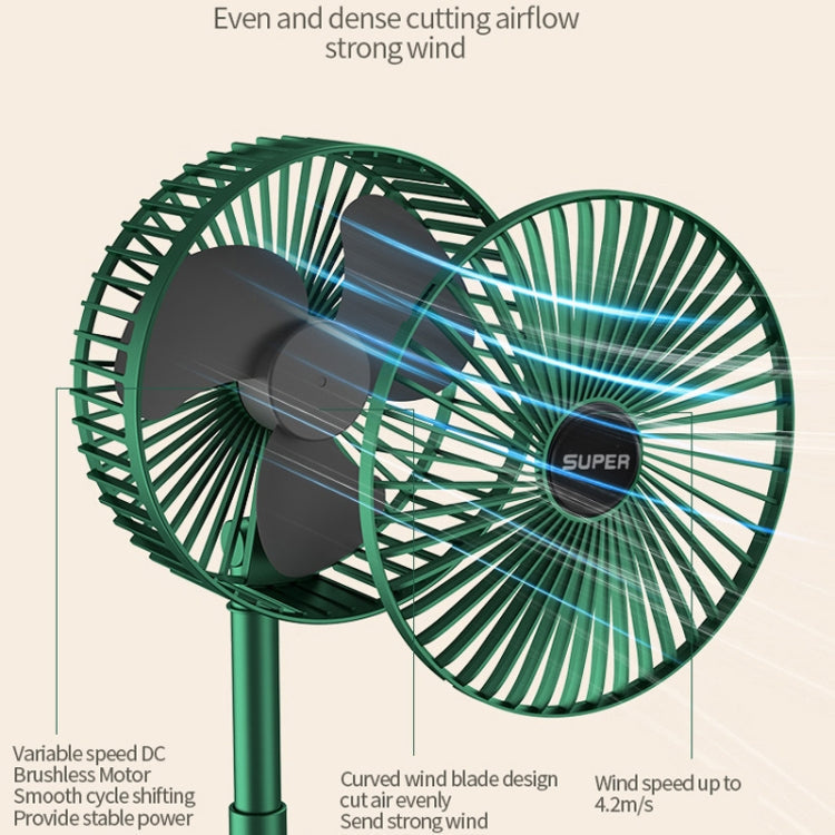 Tragbarer Faltventilator  Teleskopischer Standventilator, Stil: Wiederaufladbar (Grün) | Brehn