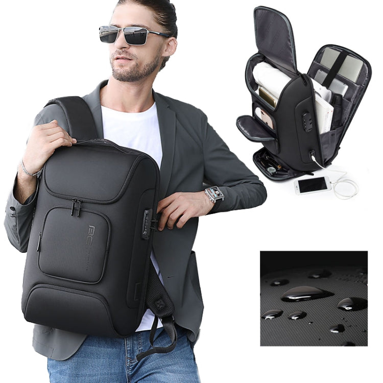 Brehn | BANGE BG-7216plus Diebstahlschutz Wasserdichter Reise Herren Rucksack 15,6 Zoll Laptop Tasche (Grau)