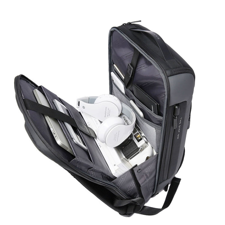 Brehn | BANGE BG-7216plus Diebstahlschutz Wasserdichter Reise Herren Rucksack 15,6 Zoll Laptop Tasche (Grau)