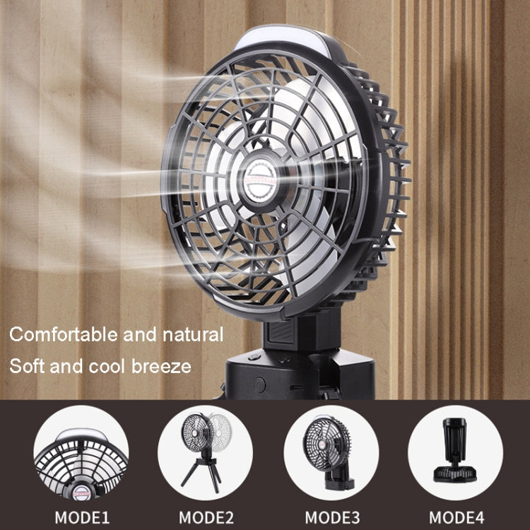 Outdoor Camping USB Lade Fan Zelt Schwenkopf Fan Mit Stativ LED Licht (Schwarz) | Brehn