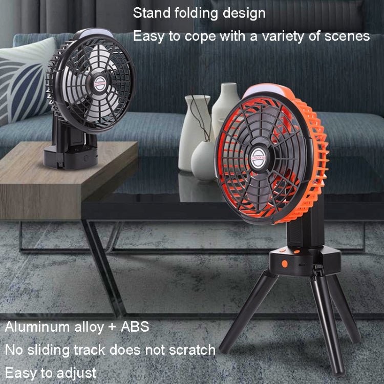 Outdoor Camping USB Lade Fan Zelt Schwenkopf Fan Mit Stativ LED Licht (Schwarz) | Brehn